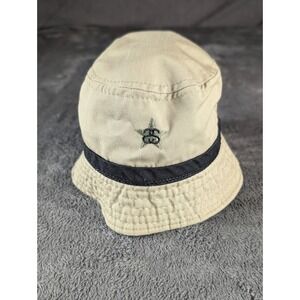 Vintage Stussy Hat Bucket Fitted Mens Small Khaki Cotton Streetwear 90s Casual